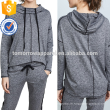 Graue gebogene asymmetrische Hem Hoodes und Sweatshirts OEM / ODM Herstellung Großhandel Mode Frauen Bekleidung (TA7002H)